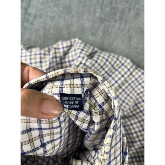 Men’s Austin Reed London button shirt XL 2-ply cotton plaid check dress casual - Picture 5 of 11